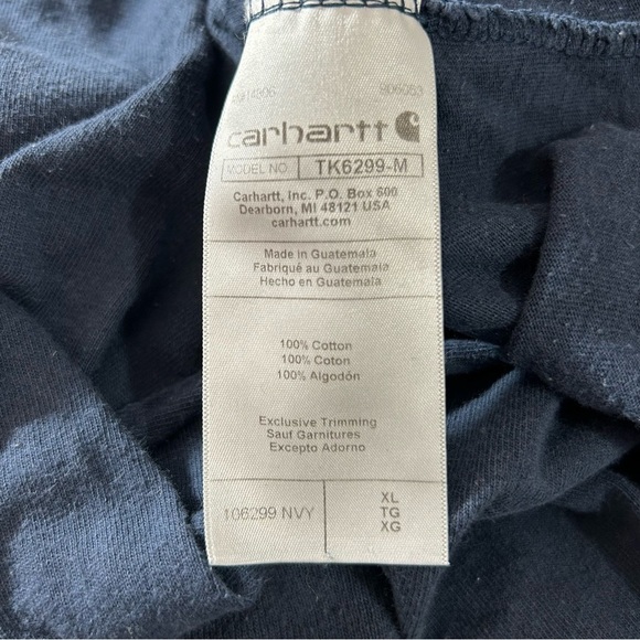Carhartt Long Sleeve Pocket T-Shirt Men's Graphic Back Navy Size XL - Picture 4 of 7